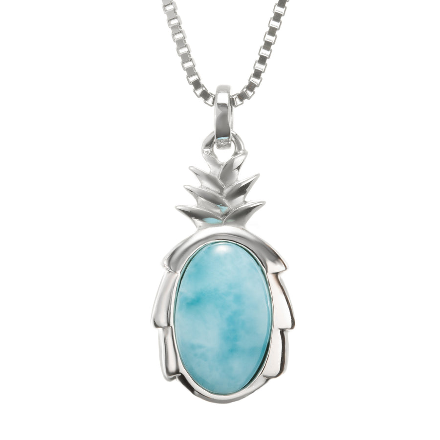 Sterling Silver Natural Larimar Pineapple Pendant