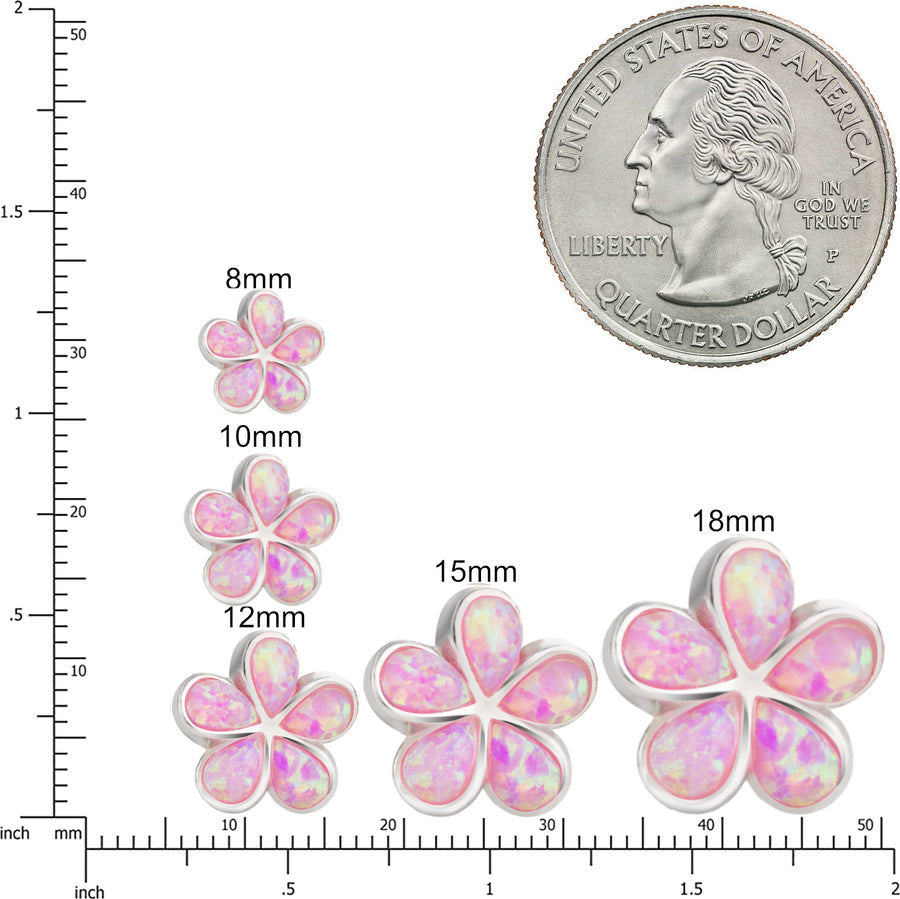 Sterling Silver Opal Plumeria Flower Stud Earrings