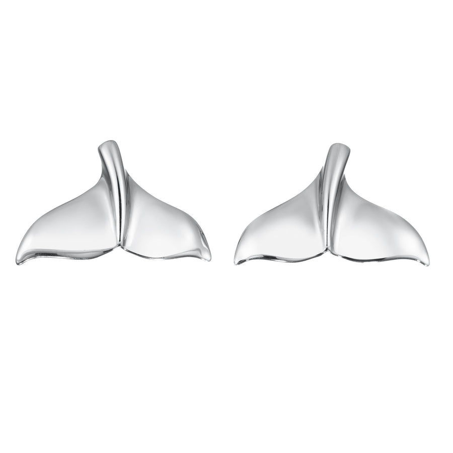 925 Sterling Silver Whale Tail Stud Earrings