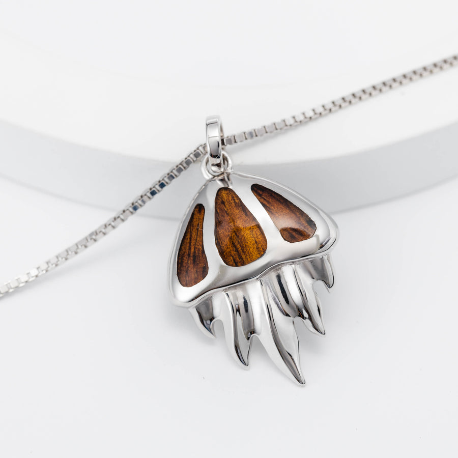 Sterling Silver Koa Wood Giant Jellyfish Necklace Pendant