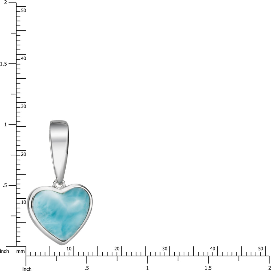 Sterling Silver Natural Larimar Heart Necklace Pendant