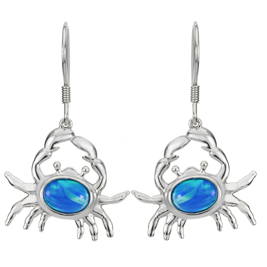 Sterling Silver Blue Opal Crab Dangle Earrings