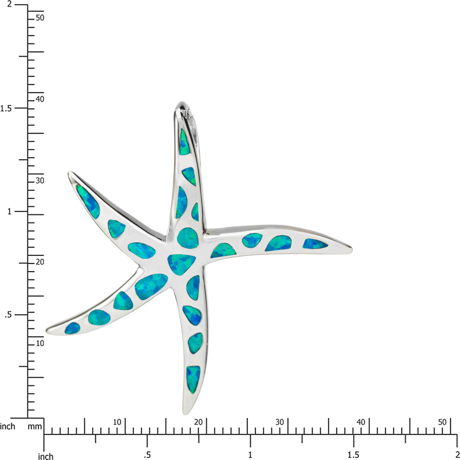 Sterling Silver Blue Opal Starfish Necklace Pendant