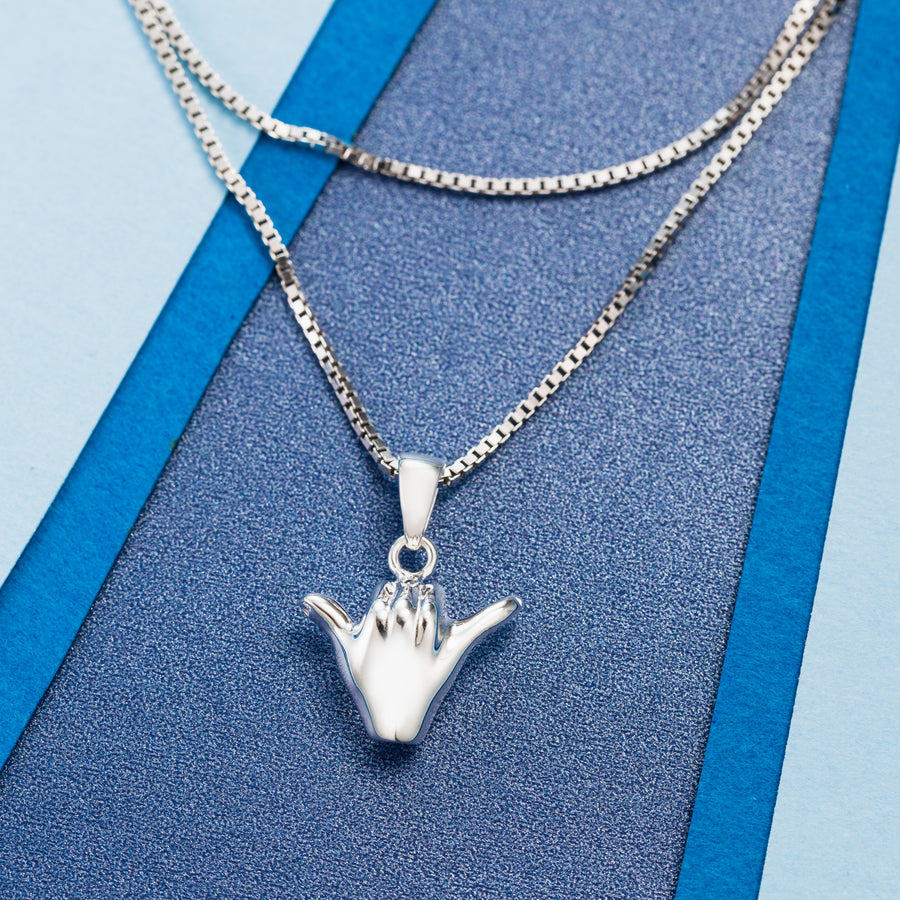 925 Sterling Silver Shaka Hang Loose Pendant