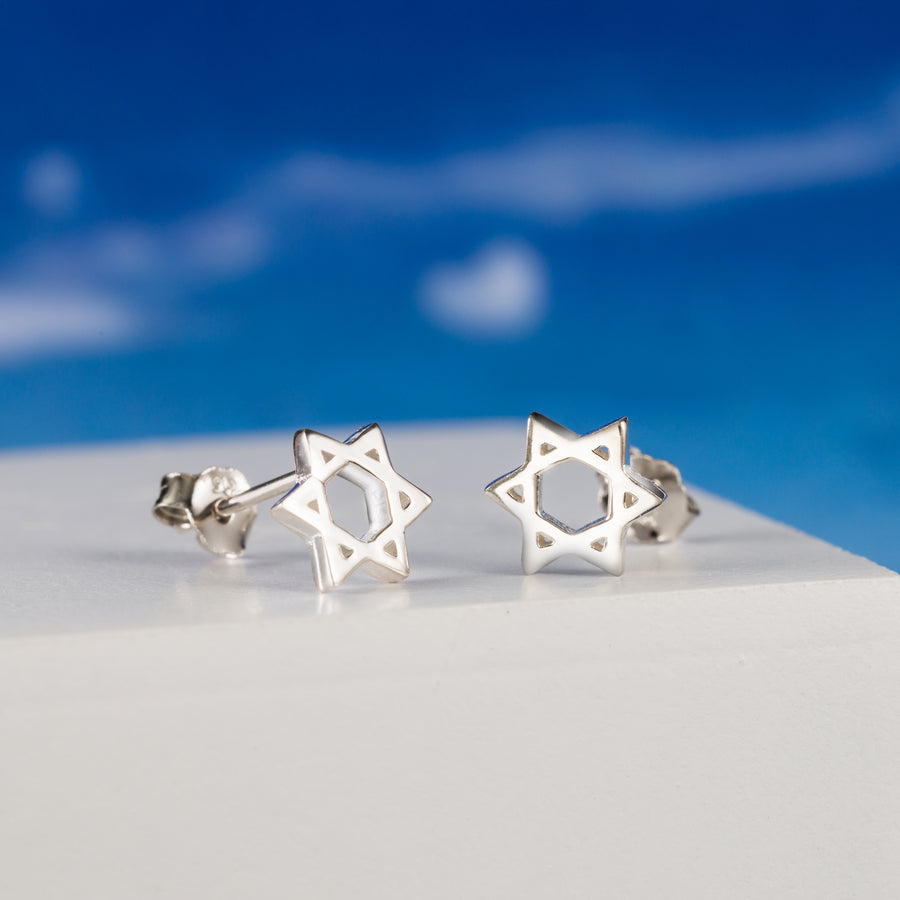 925 Sterling Silver Star of David Stud Earrings