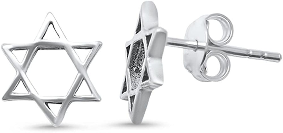 925 Sterling Silver Star of David Stud Earrings