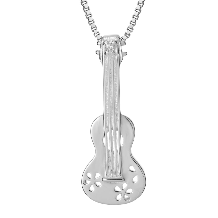 925 Sterling Silver Hawaiian Guitar Ukulele Necklace Pendant