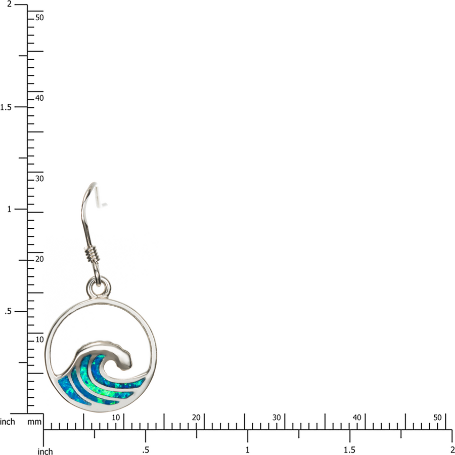 Sterling Silver Blue Opal Wave Dangle Earrings