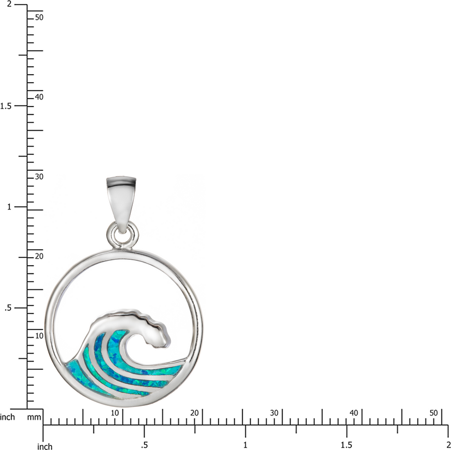 Sterling Silver Blue Opal Wave Necklace Pendant