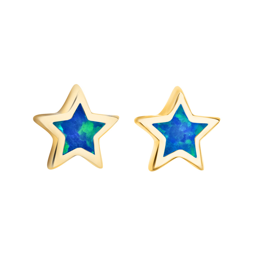 Sterling Silver Opal Star Stud Earrings