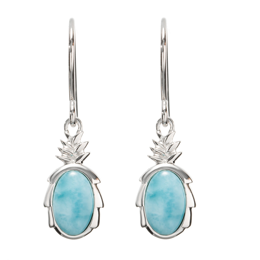 Sterling Silver Natural Larimar Pineapple Dangle Earrings