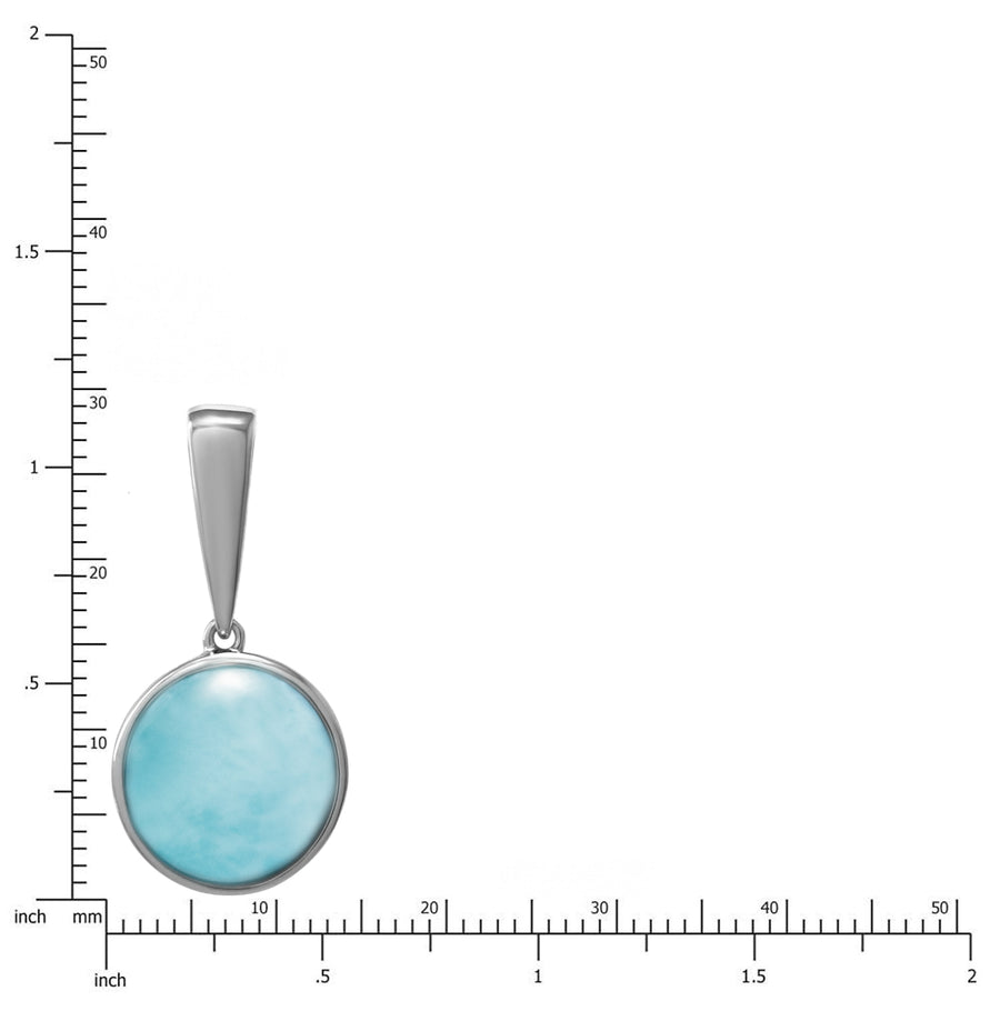 Sterling Silver Natural Larimar Circle Pendant