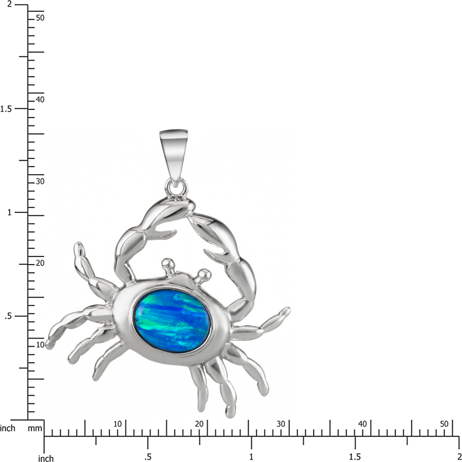 Sterling Silver Blue Opal Crab Necklace Pendant