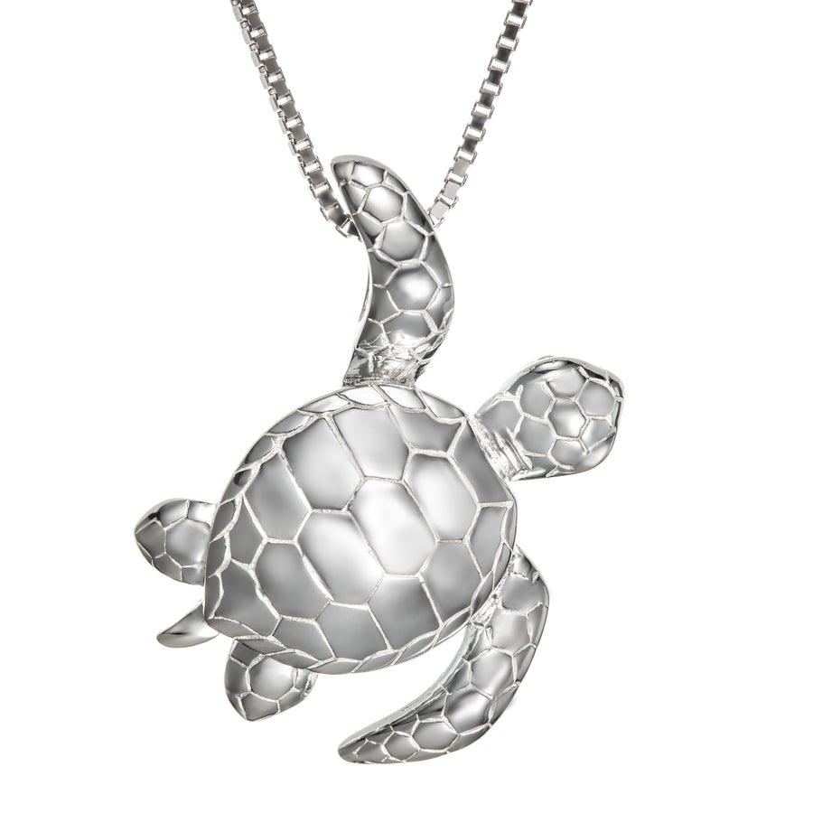 925 Sterling Silver Waving Turtle Honu Pendant