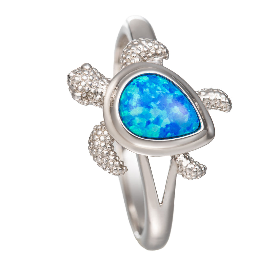 Sterling Silver Opal Turtle Ring