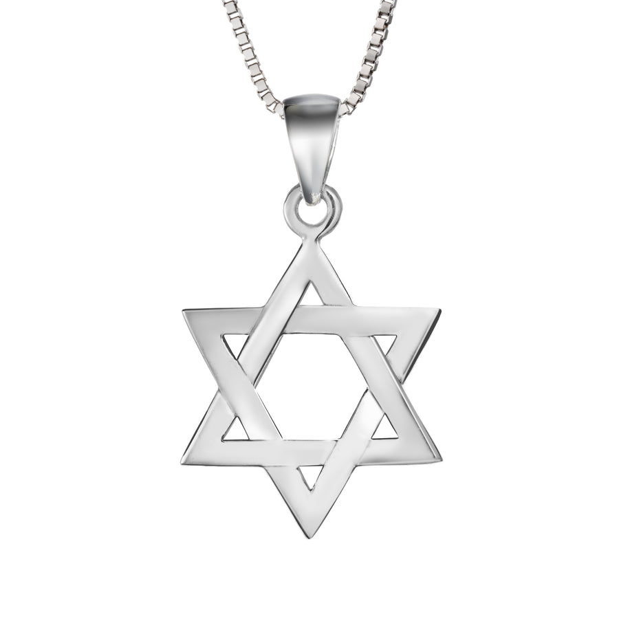 925 Sterling Silver Star of David Necklace Pendant with 18" Box Chain