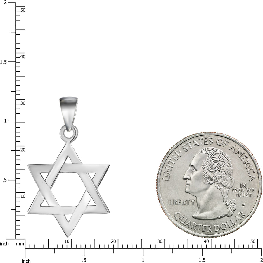 925 Sterling Silver Star of David Necklace Pendant with 18" Box Chain