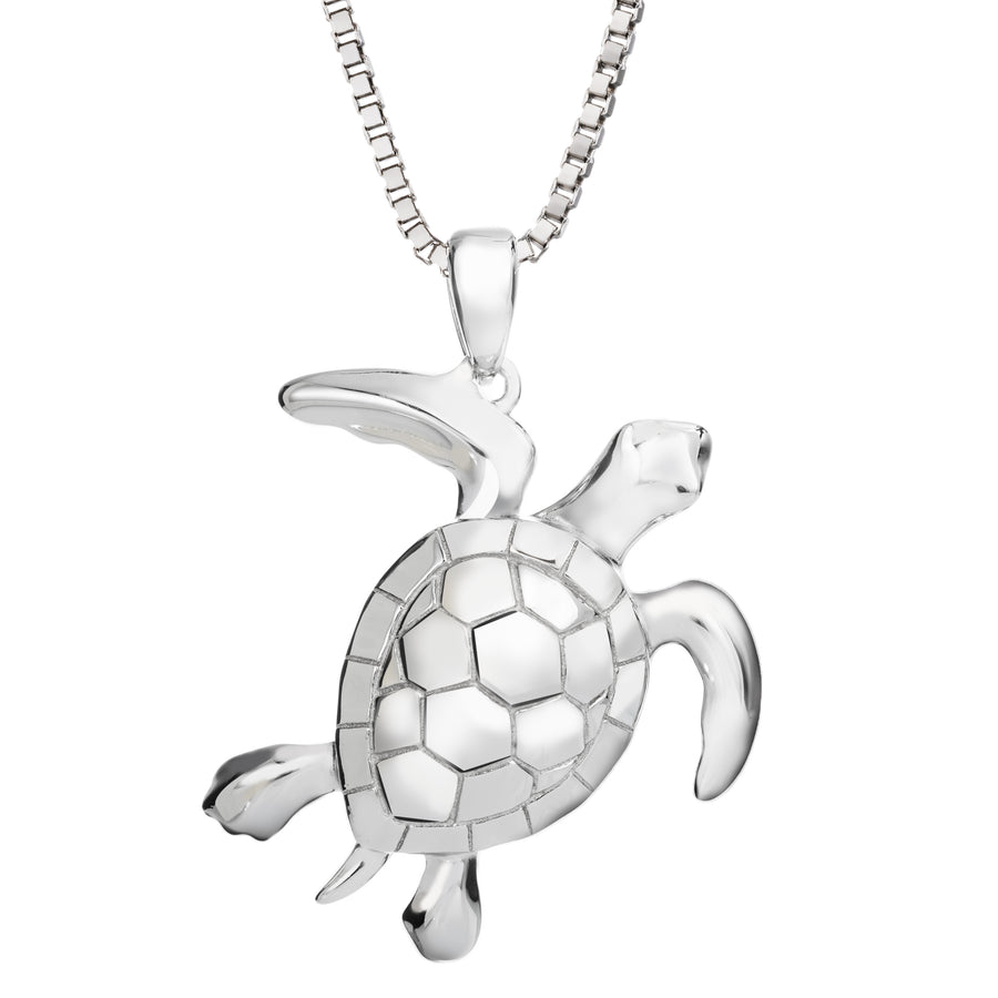 925 Sterling Silver 3D Paia Honu Turtle Pendant