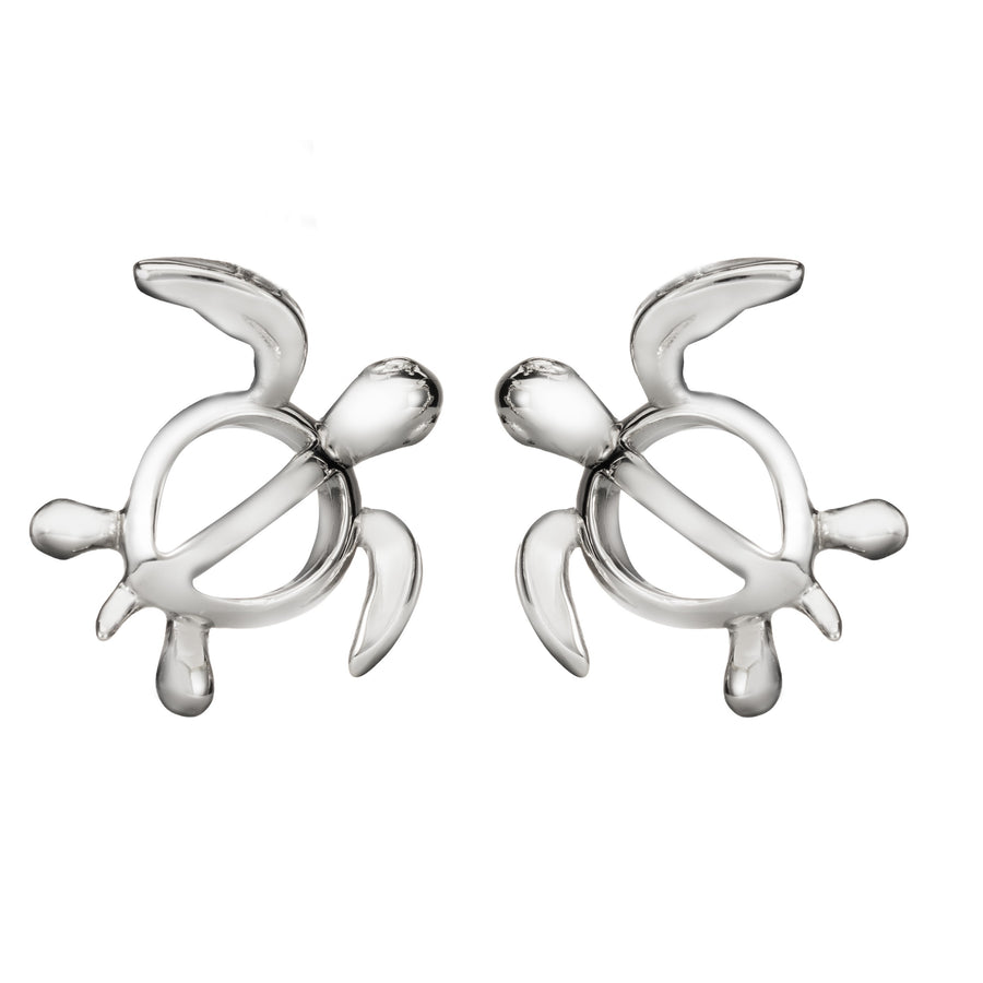 925 Sterling Silver Hawaiian Style Sea Turtle Honu Stud Post Earrings